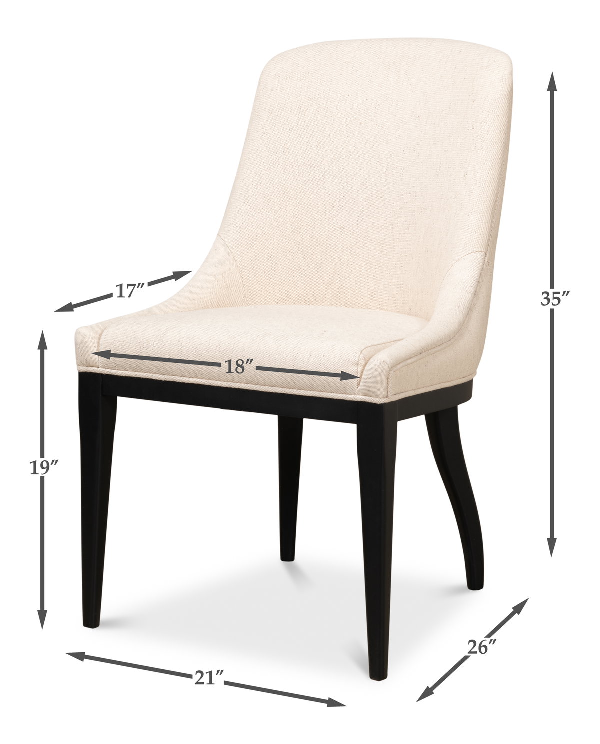Claire Dining Chair, by Sarreid, 2'2" length x 1'9" width x 2'11" height View 13