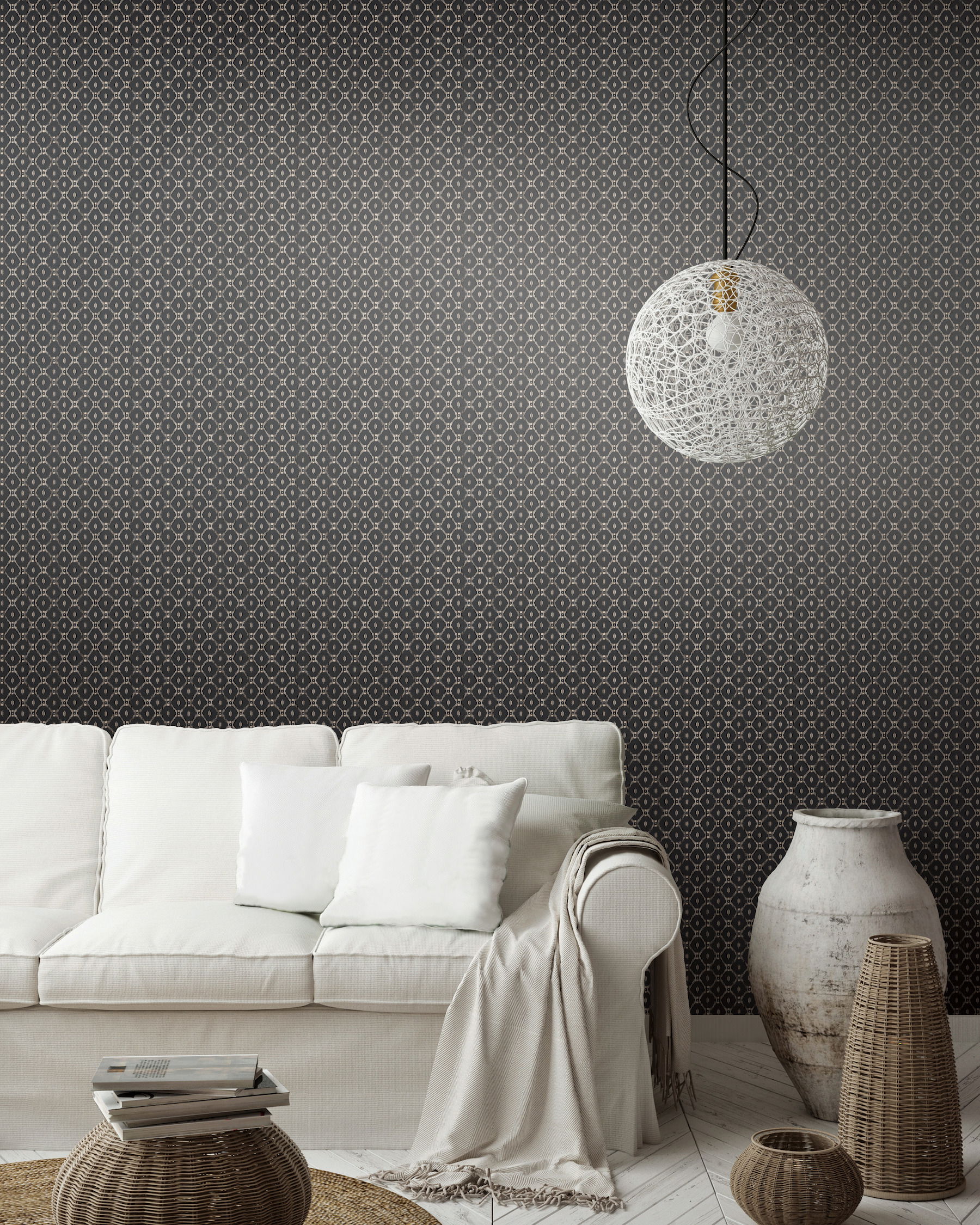 Fretwork Black Wallpaper large image 