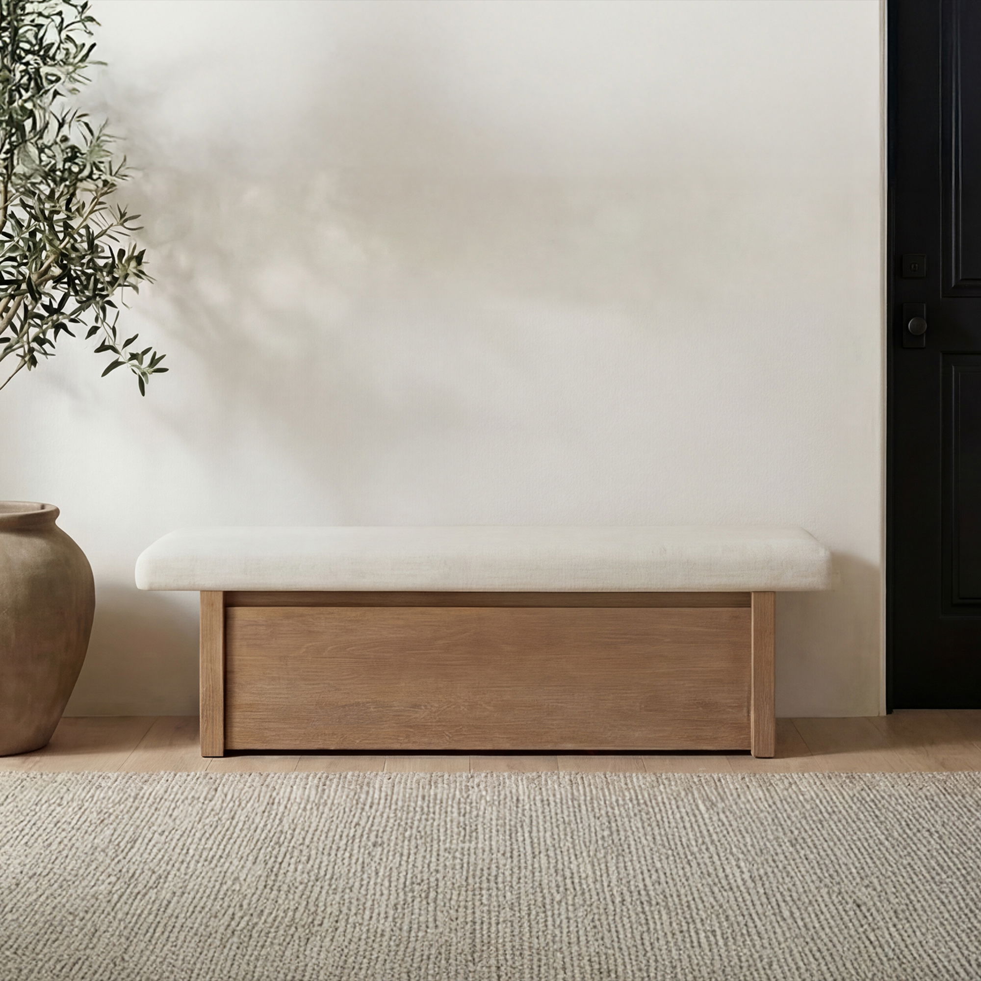 Gemma Storage Bench Oat, Benche by Moe's Home, 60" width x 18.1" height x 24" depth View 6