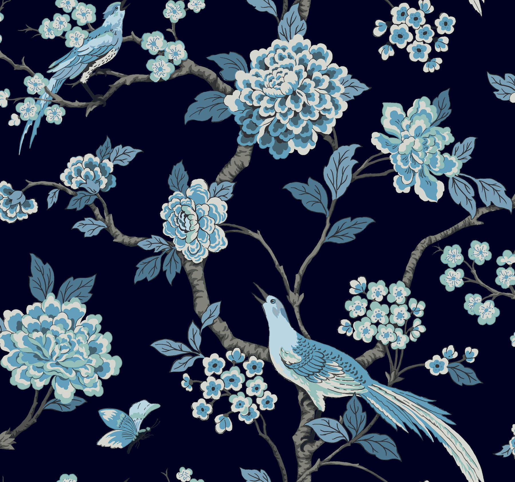 Fanciful Navy Wallpaper, by York Wall, 27' length x 2'3" width x 0.02" depth View 1