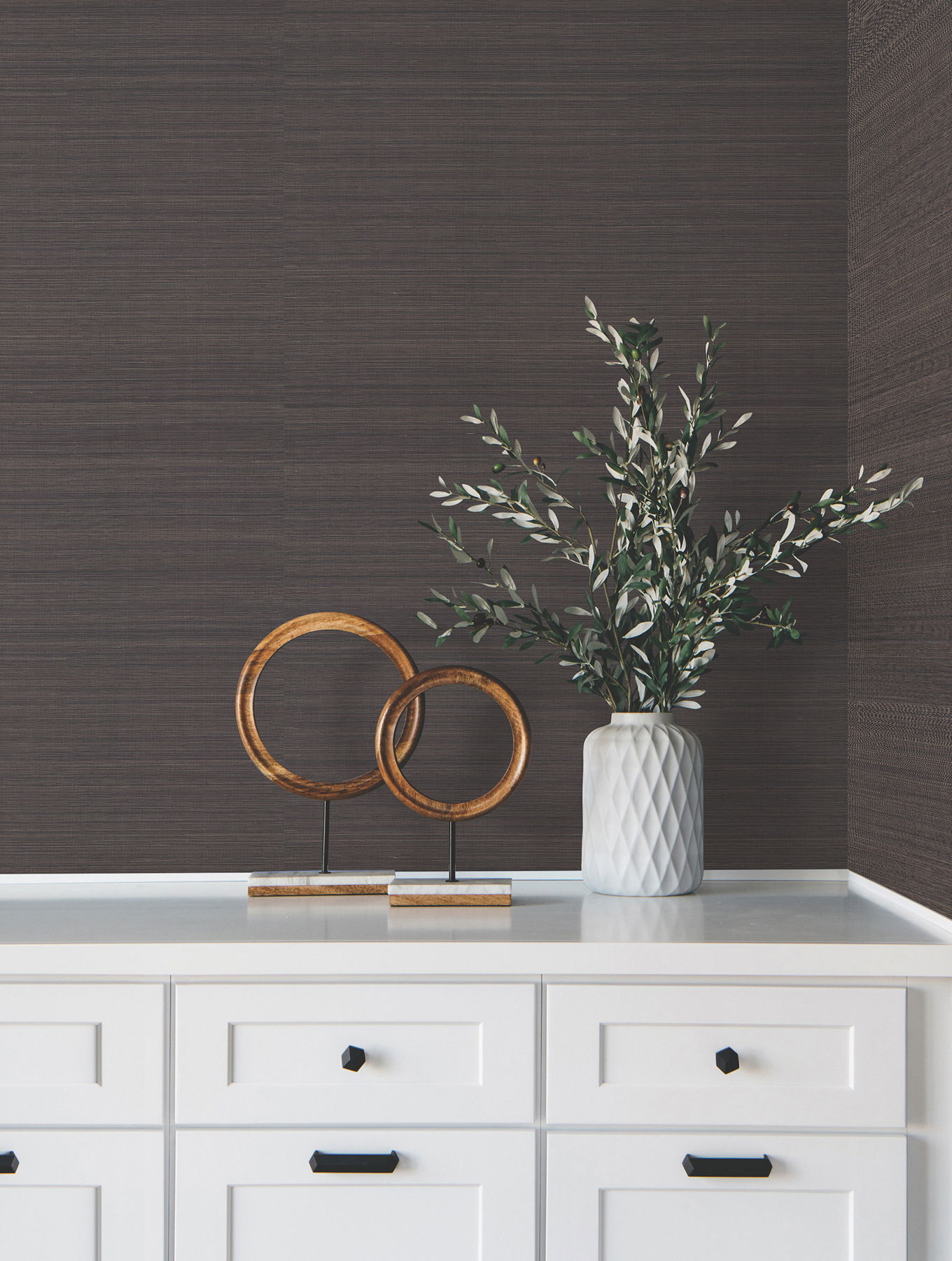 Modern Abaca Black Wallpaper large image 