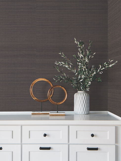 Modern Abaca Black Wallpaper