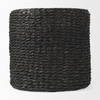 Dina  Black Cornhusk and Water Hyacinth Round Pouf, Ottoman by Mercana, 17.72" length x 17.72" width x 17.72" height thumbnail 2