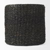 Dina  Black Cornhusk and Water Hyacinth Round Pouf, Ottoman by Mercana, 17.72" length x 17.72" width x 17.72" height thumbnail 2