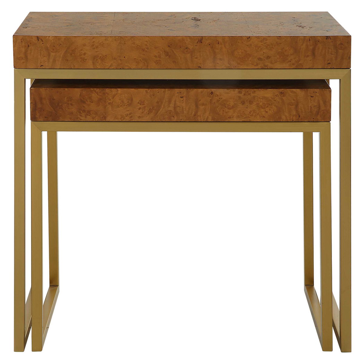 Burl-esque Wooden Nesting Tables Set/2, Side & End Table by Uttermost, 24.5" width x 24.5" height x 12" depth View 7