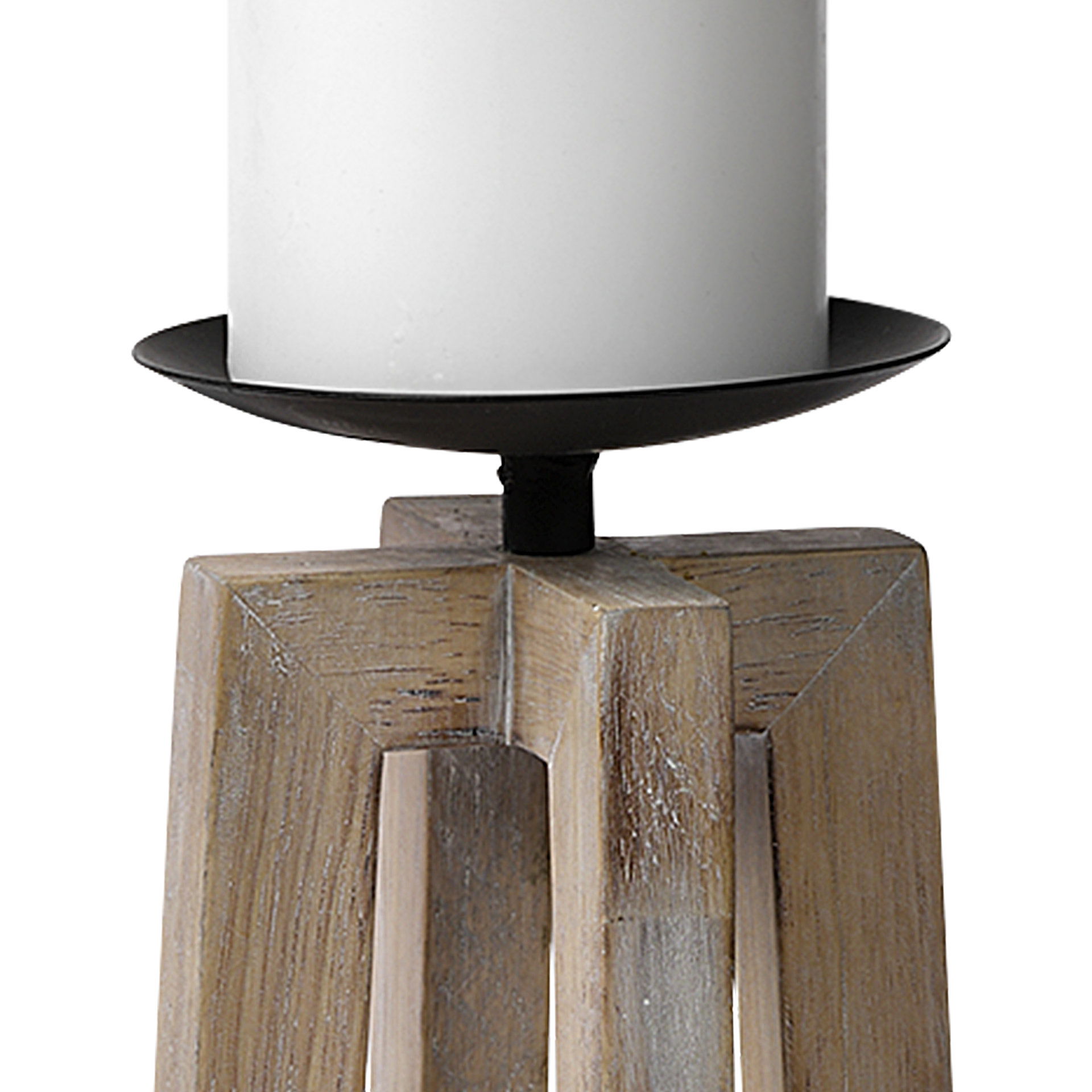 Astra Large Light Brown Wood Pedestal Base Table Candle Holder large image 
