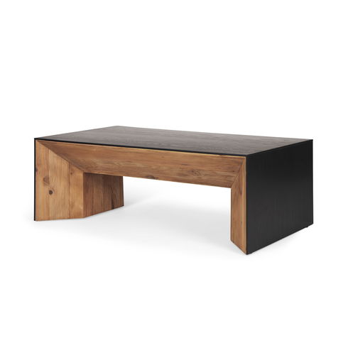 Tabor Natural Wood with Black Oak Waterfall Coffee Table