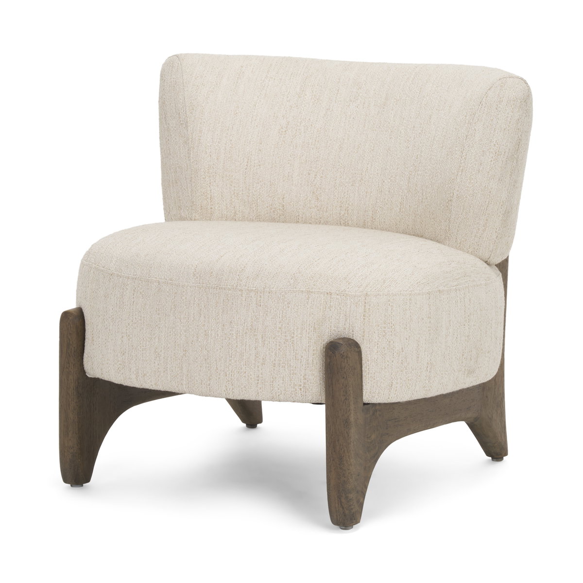 Vyra Dark Brown Wood with Cream Fabric Accent Chair, by Mercana, 26.97" length x 29.13" width x 27.55" height View 1
