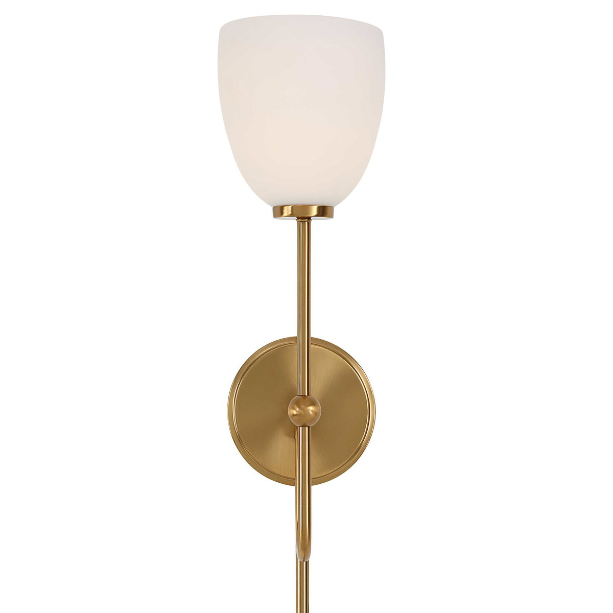 Trophy 1 Light Brass Sconce, by Uttermost, 5.75" width x 18.25" height x 5.75" diameter x 8" depth View 4