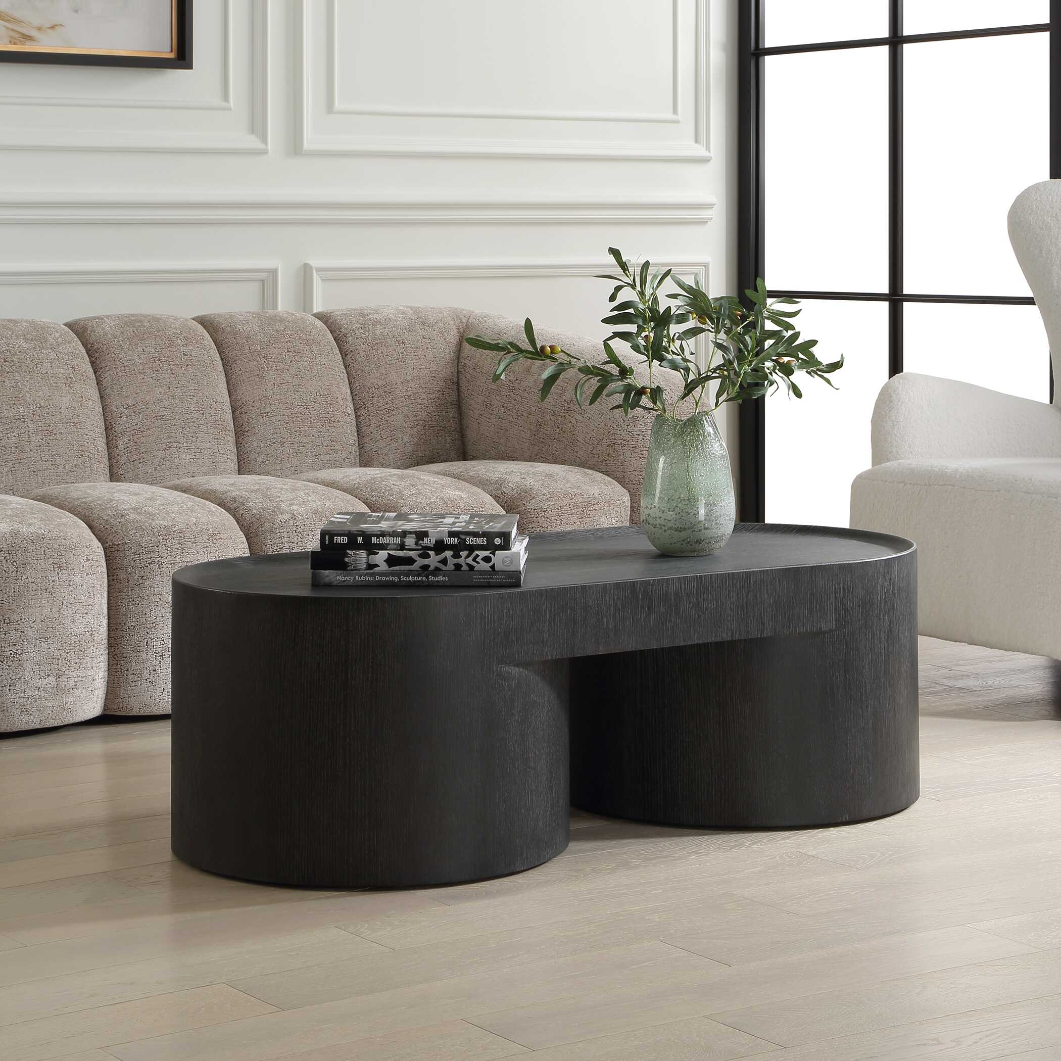 Isbell Black Stained Coffee Table, Furniture by Uttermost, 51" width x 16" height x 23.37" depth View 3