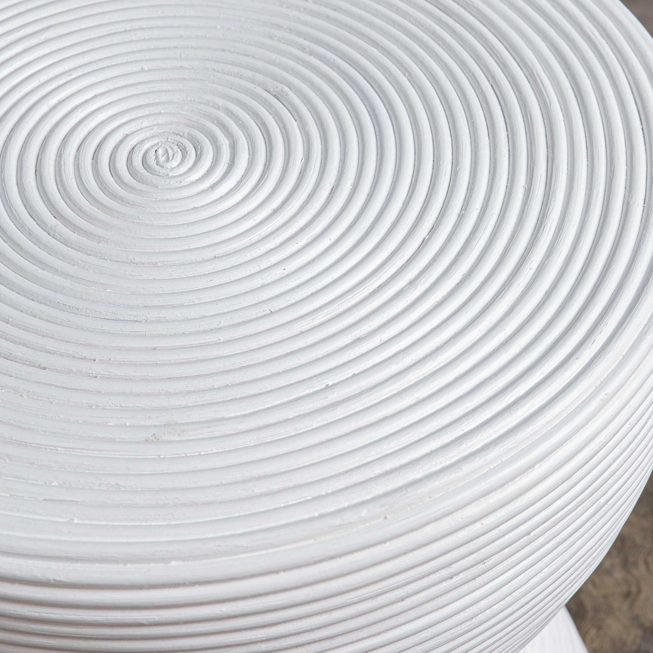 Bongo White Rattan Side Table large image 