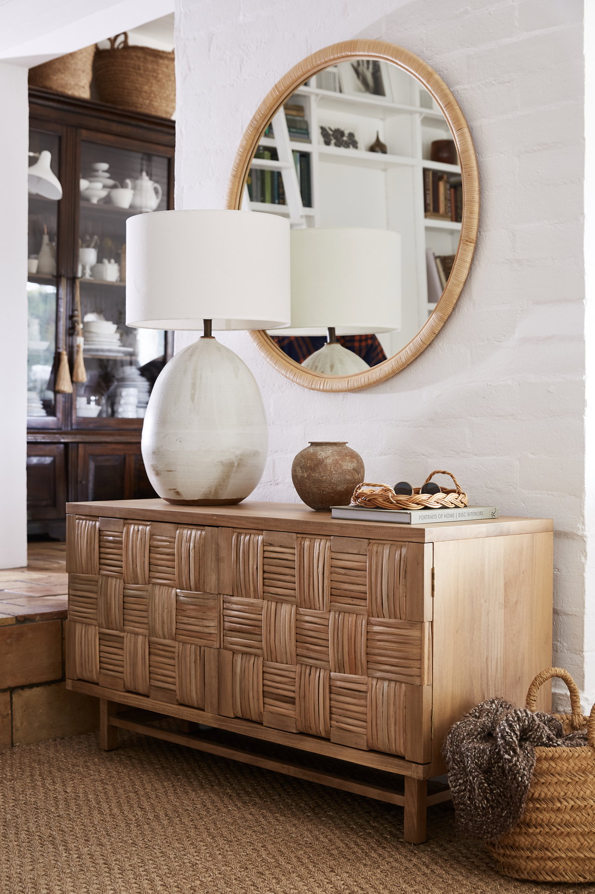 Paloma Large Round Mirror, by Woven, 40.25" diameter x 1.5" depth View 2