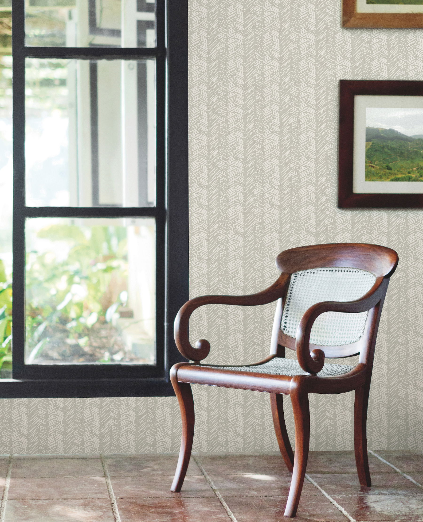 Fractured Herringbone Light Brown Wallpaper large image 