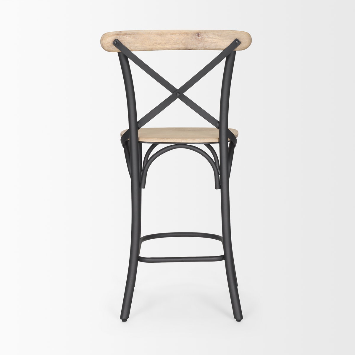 Etienne Low Back 26.25in Seat Counter Stool | Light Brown with Metal, Counter & Bar Stool by Mercana, 20.3" length x 22" width x 41.5" height View 6