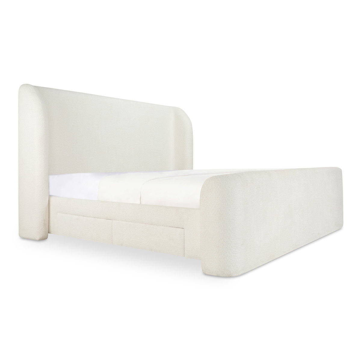 Sophia Queen Storage Bed Cream, by Moe's Home, 6'4" width x 4'7" height x 7'7" depth View 2