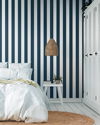 Awning Stripe Navy Wallpaper, by York Wall, 33' length x 1'8.5" width x 0.02" depth thumbnail 2