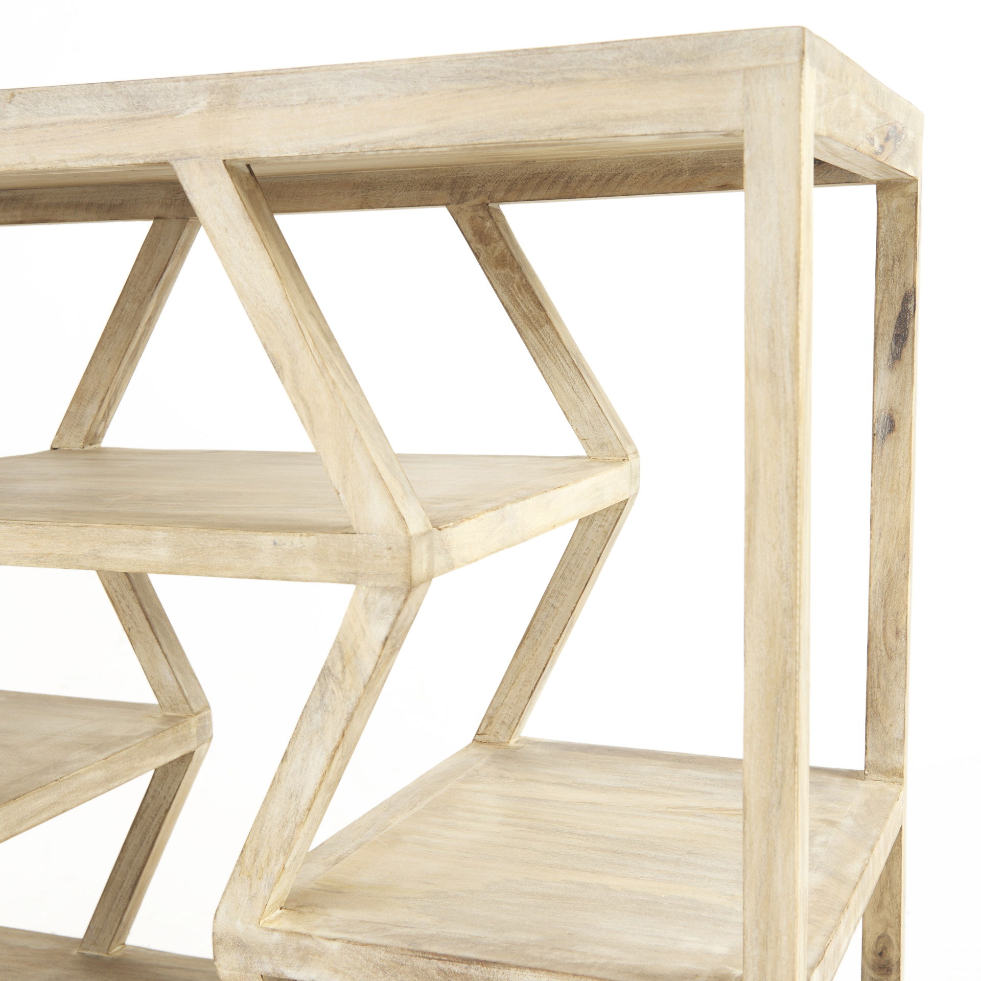 Dayton II 66L x 16W Natural Wooden Multi-Level Shelf Console Table large image 
