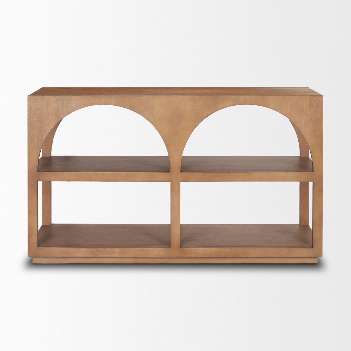 Bela 54' Arched Console Table Medium Brown Wood, by Mercana, 54" length x 16" width x 32" height View 5