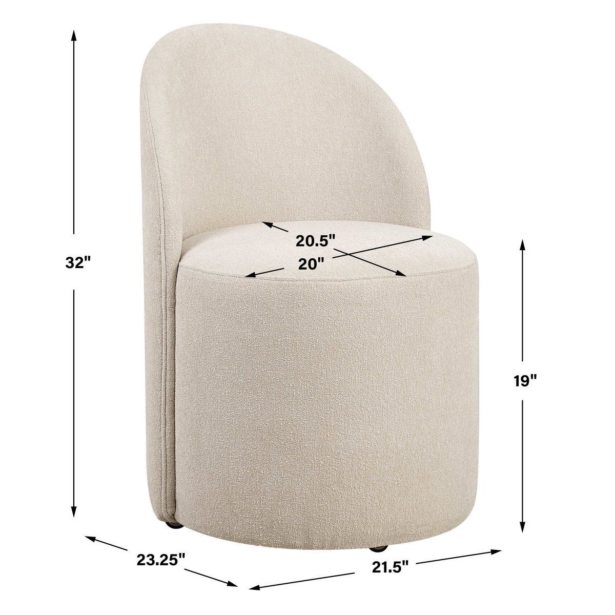 Roll With It Sand Dining Chair, by Uttermost, 21.5" width x 32" height x 23.25" depth View 3