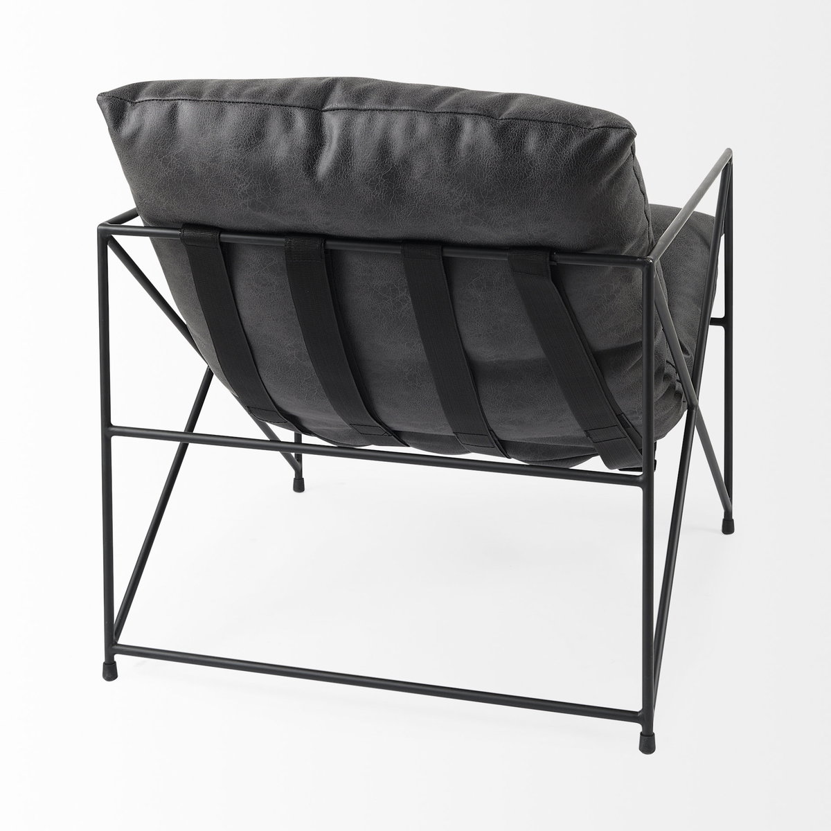 Leonidas 28.5L x 29.5W x 34.0H  Black Faux Leather Seat with Black Metal Frame Accent Chair, by Mercana, 29.53" length x 28.35" width x 35.43" height View 10