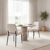 Eve Curved Back Dining Side Chair | Cream Boucle with Black Metal, Dining Chair by Mercana, 24.5" length x 19.5" width x 33.5" height thumbnail 3