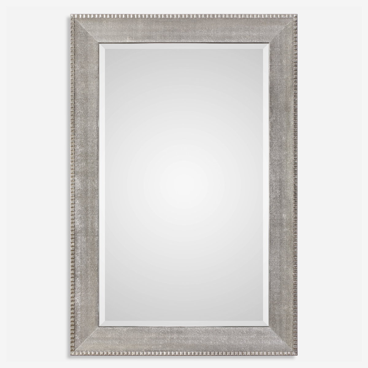 Leiston Metallic Silver Mirror, by Uttermost, 39.13" width x 59.13" height x 1.14" depth View 1