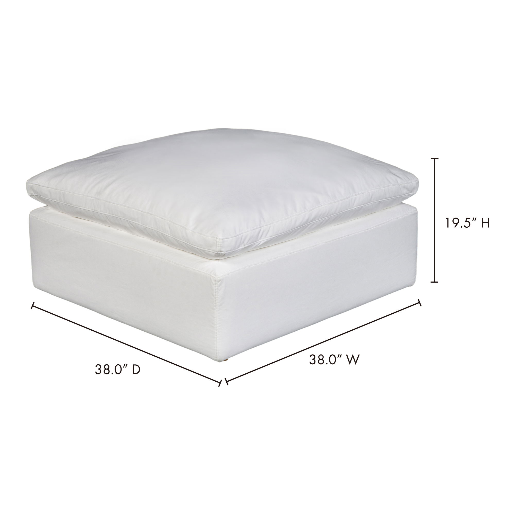 Terra Condo Ottoman Cream White, by Moe's Home, 38" width x 19" height x 38" depth View 10