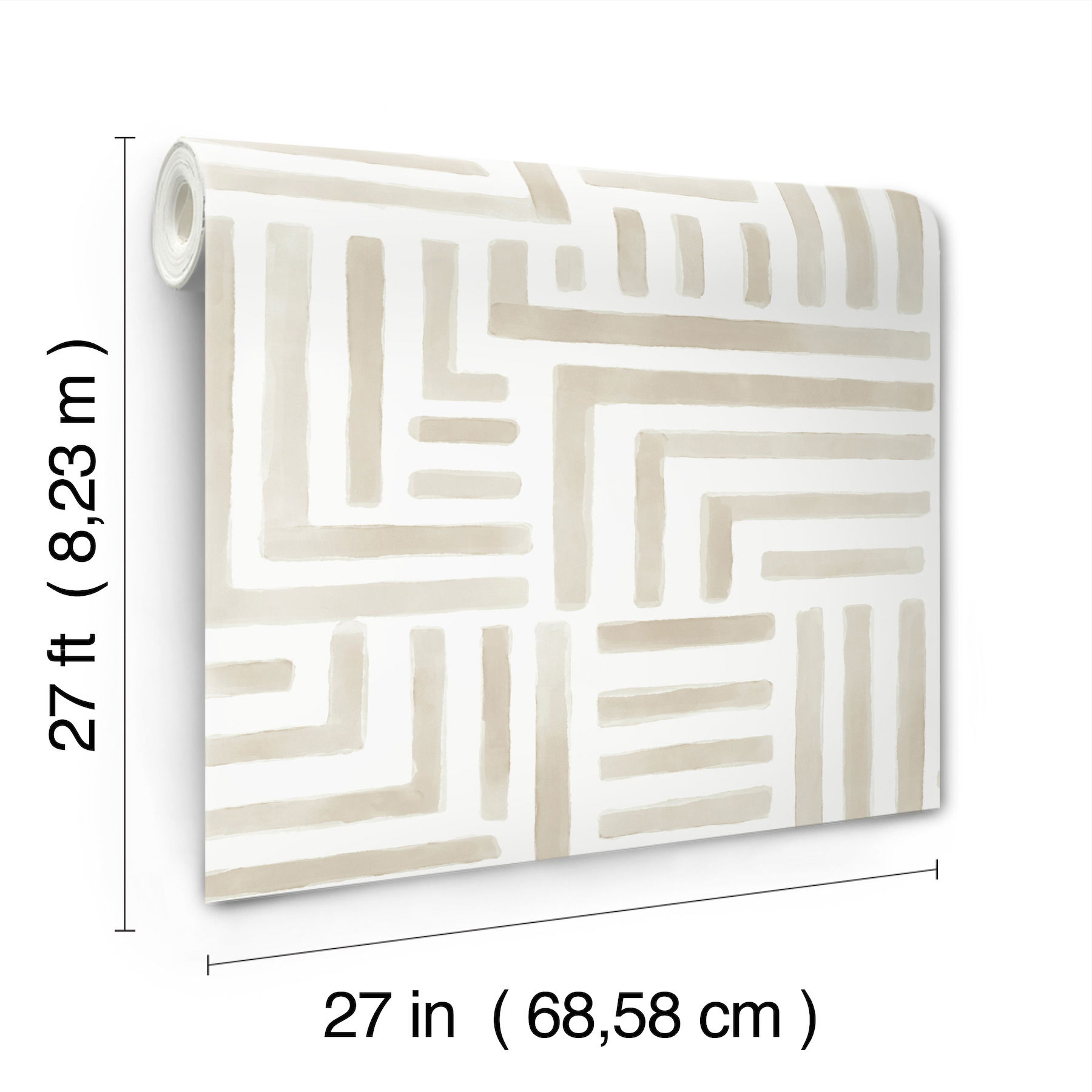Painterly Labyrinth Light Neutral Wallpaper large image 