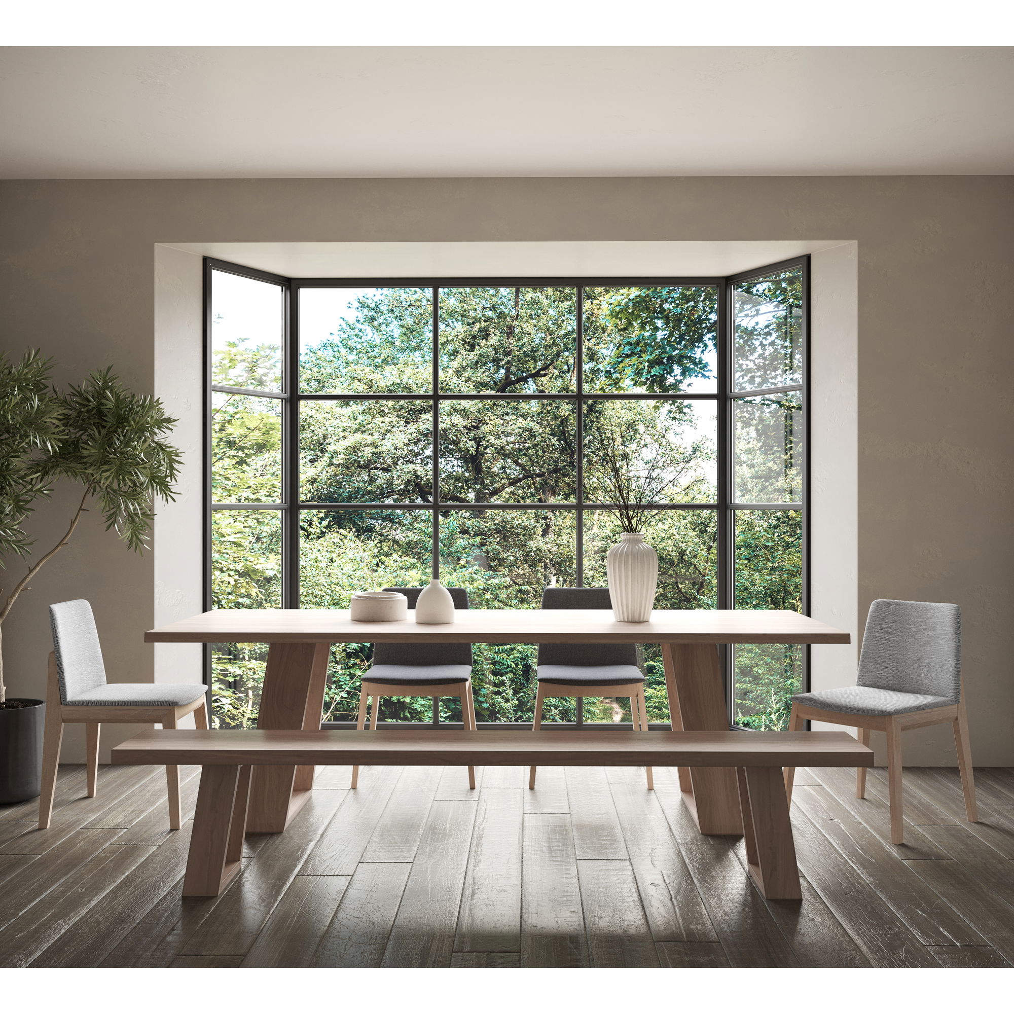 Deco Oak Dining Chair Light Grey - Set Of Two large image 