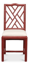 Brighton Bamboo Side Chair, Red, Dining Chair by Sarreid, 17" length x 22" width x 39" height thumbnail 2