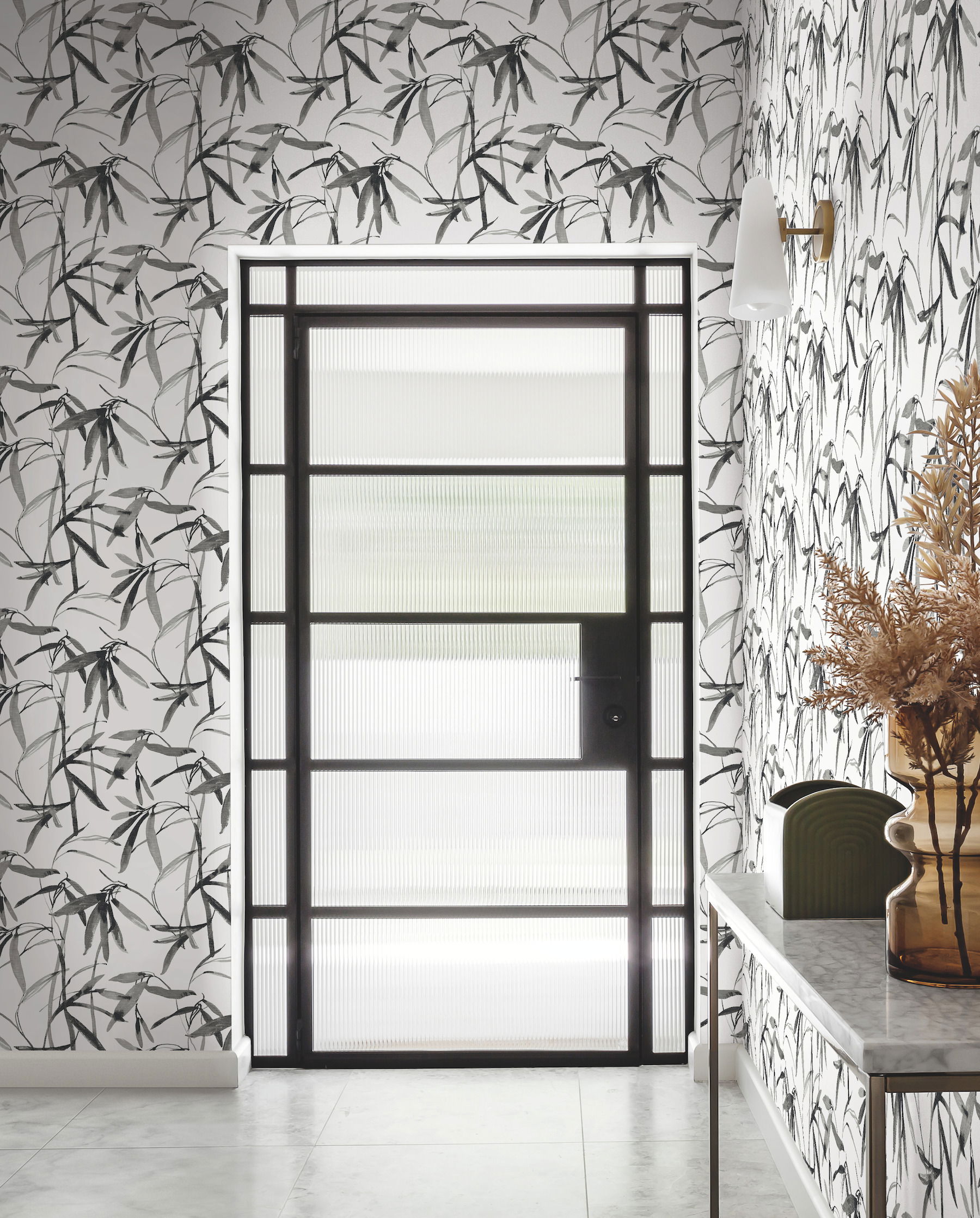 Bamboo Ink Black & White Wallpaper large image 