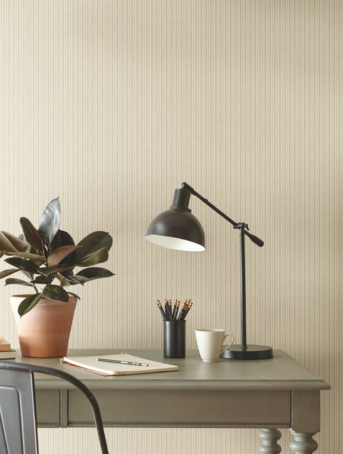 French Ticking Khaki & Light Blue Wallpaper