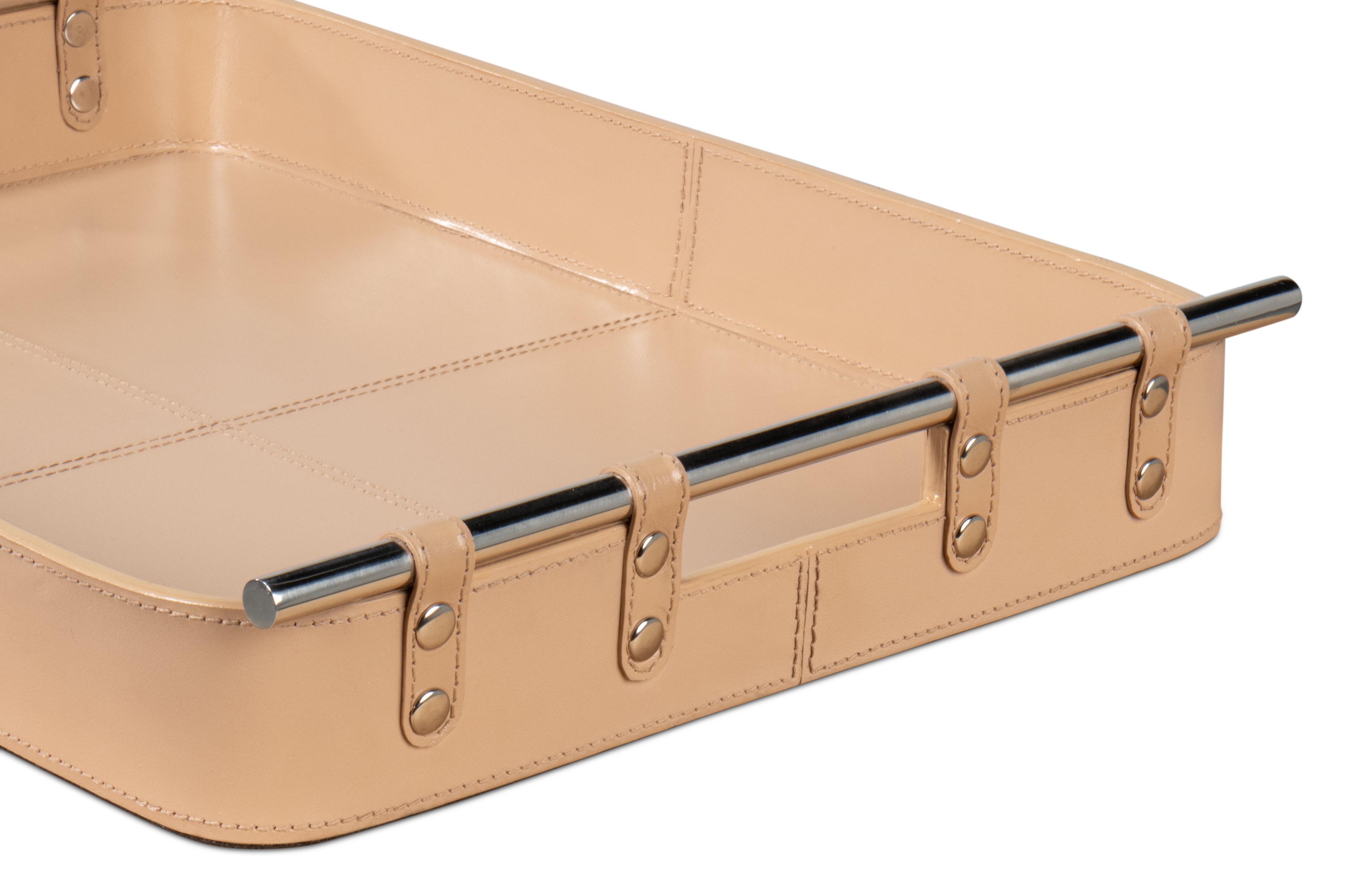 Safari Leather Tray, Mushroom, Decor by Sarreid, 19" length x 15" width x 2" height View 12
