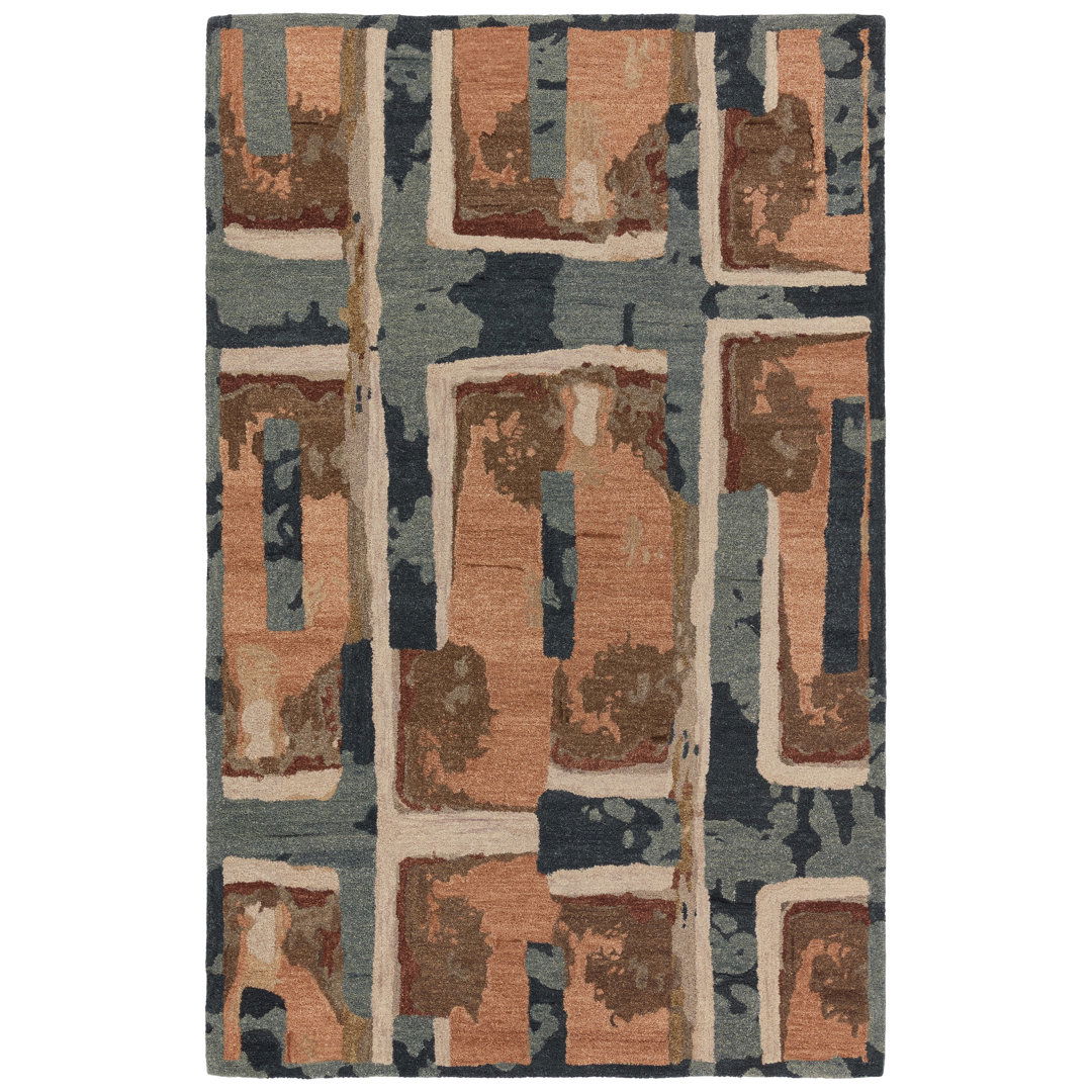 Zoe Bios By Jaipur Living Balsa HNC04 Handmade Abstract Peach and Blue Area Rug (8'x10') large image 