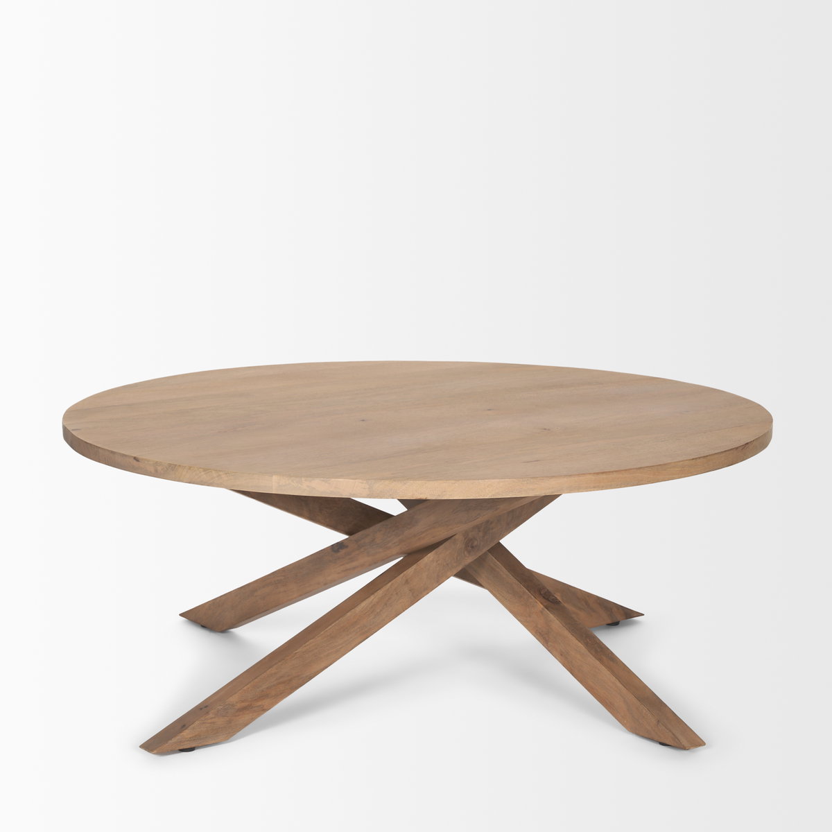 Solana Light Brown Wood Coffee Table, by Mercana, 42" length x 42" width x 17" height View 6