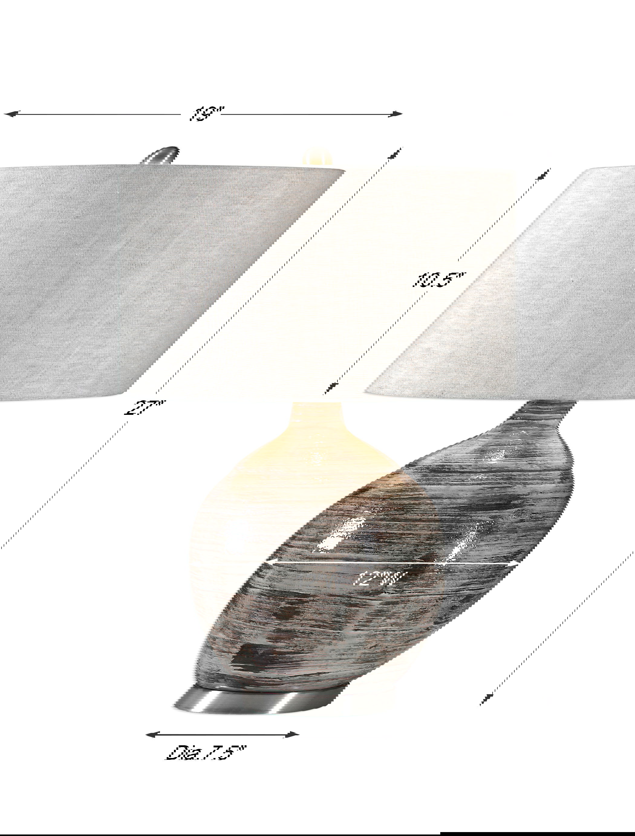 Tamula Distressed Ivory Table Lamp, by Uttermost, 19" width x 27" height x 19" depth View 3