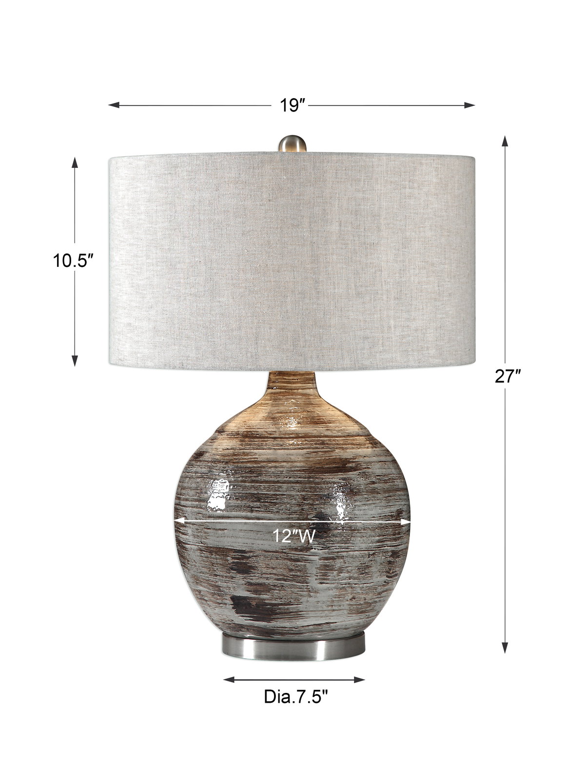 Tamula Distressed Ivory Table Lamp, by Uttermost, 19" width x 27" height x 19" depth View 3
