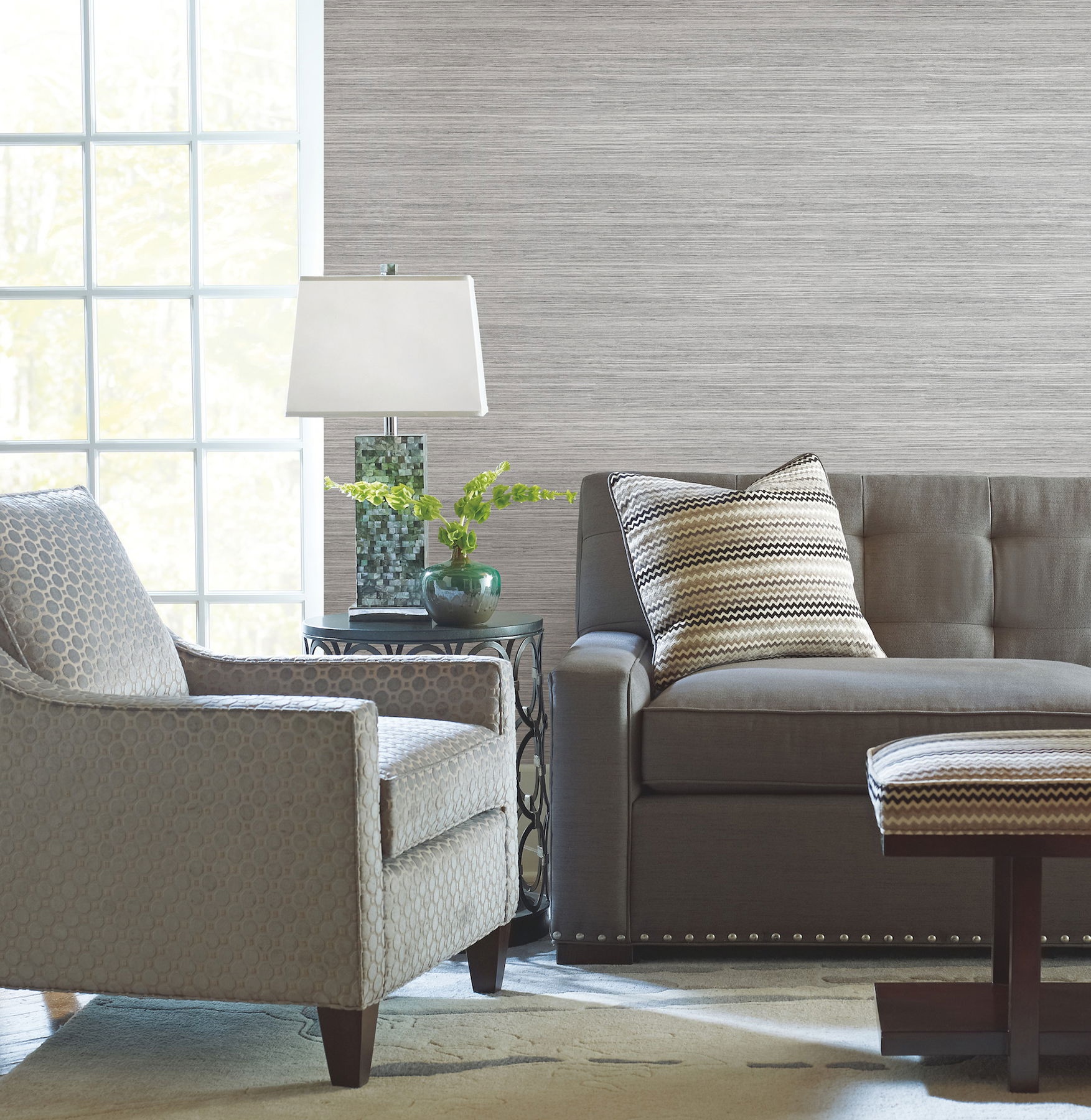Cattail Weave Grey Peel & Stick Wallpaper large image 