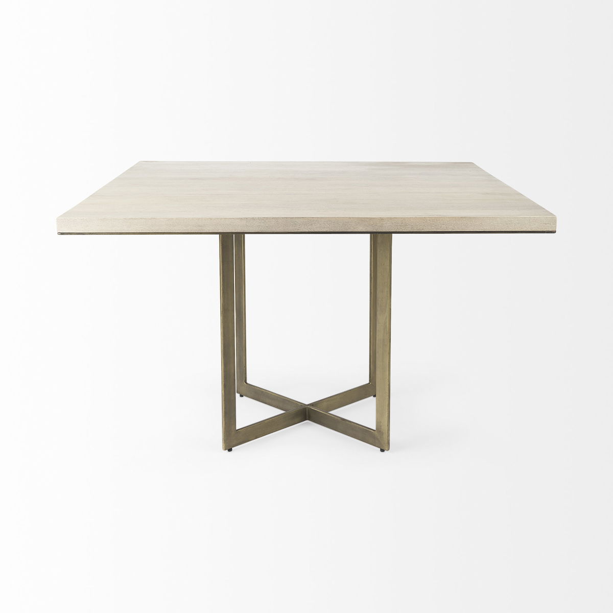 Faye 48'L x 48'W Square Dining Table | Modern | Beige Wood & Antique Gold Metal | Seats 4, by Mercana, 48" length x 48" width x 30" height View 5