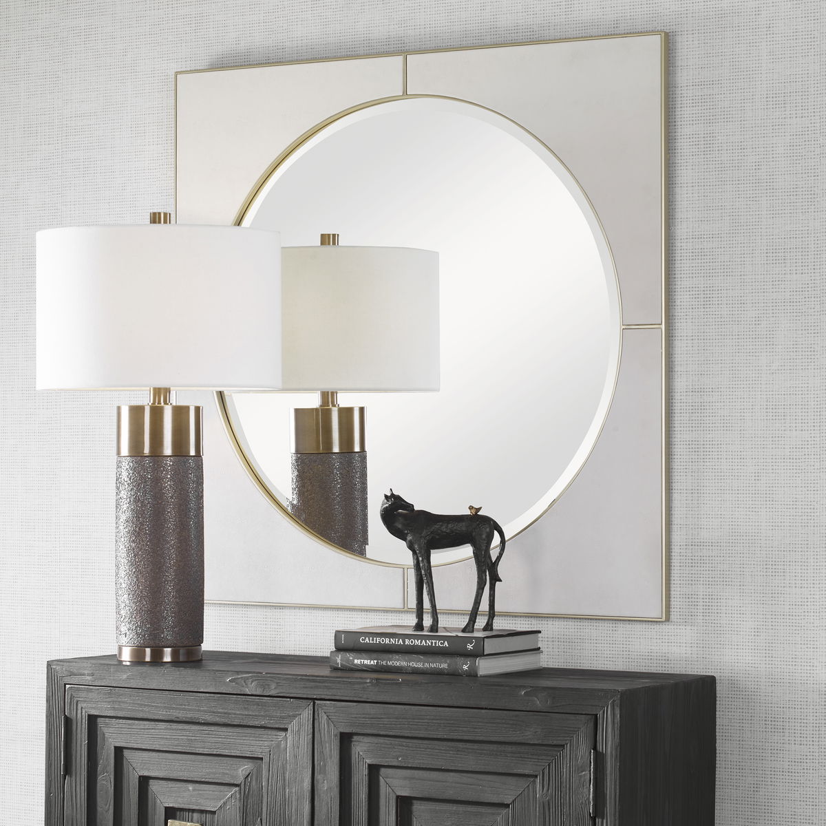 Cyprus White Square Mirror, by Uttermost, 40" width x 40" height x 1" depth View 2