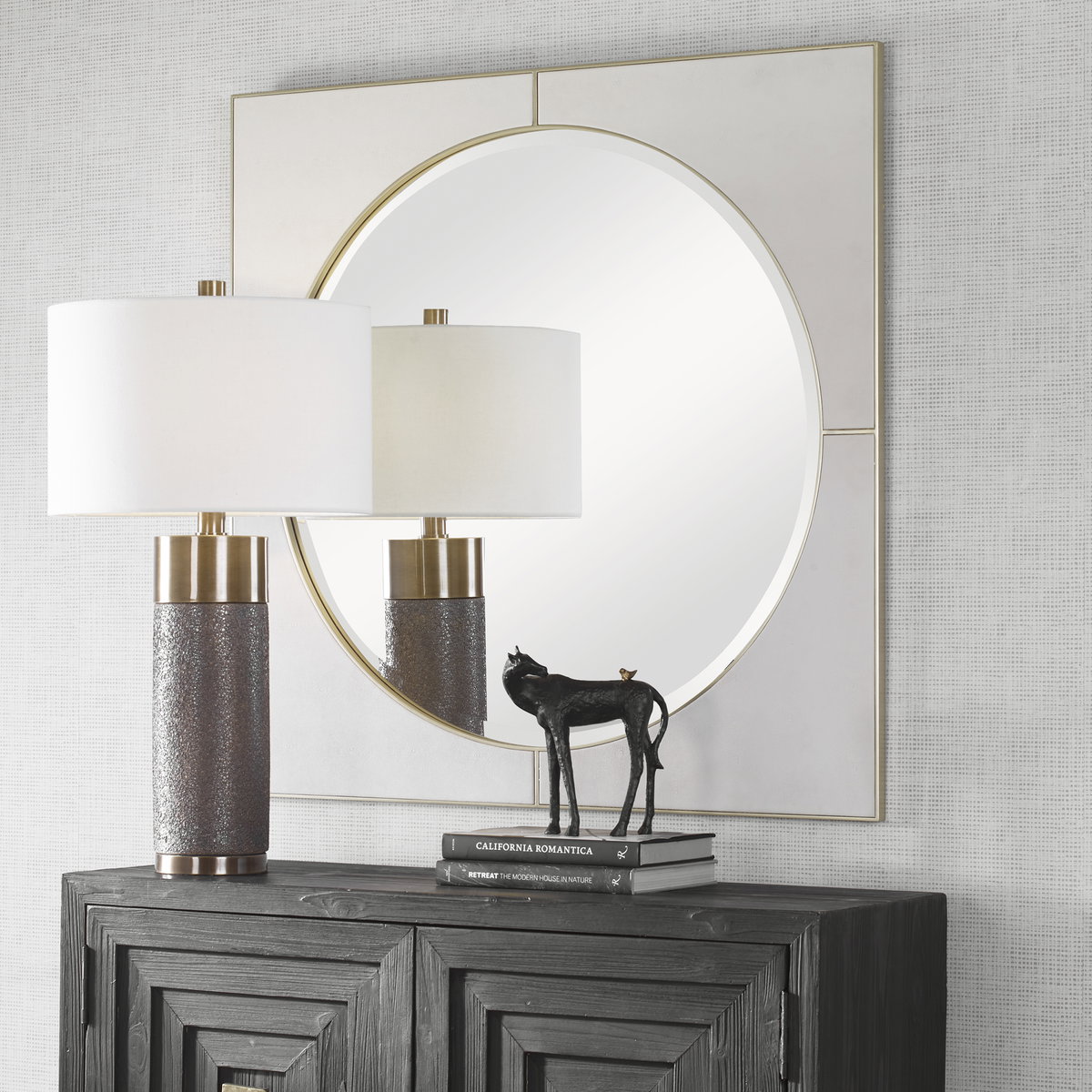Cyprus White Square Mirror, by Uttermost, 40" width x 40" height x 1" depth View 2