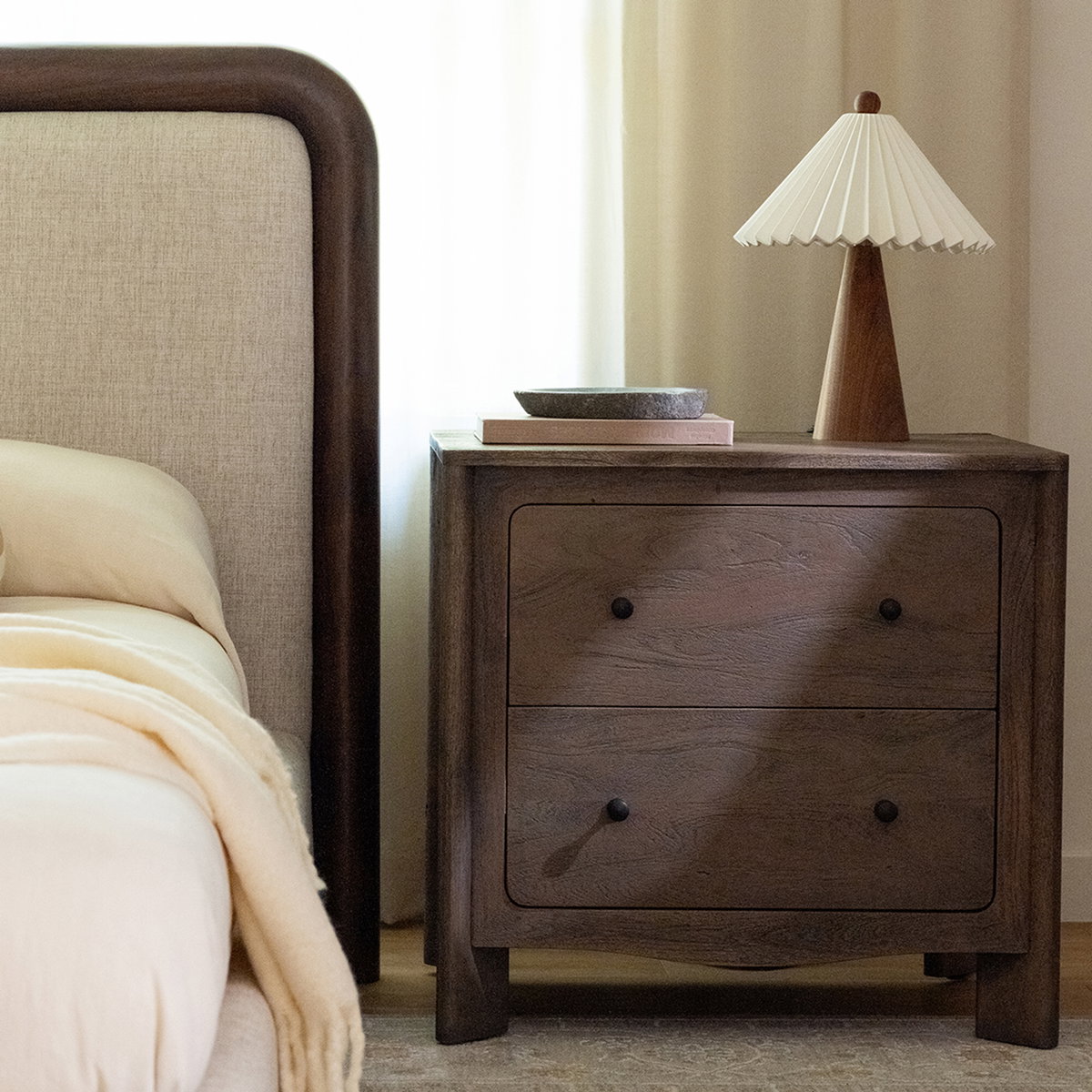 Mabel Nightstand Dark Brown, by Moe's Home, 27.5" width x 25.25" height x 19.5" depth View 11