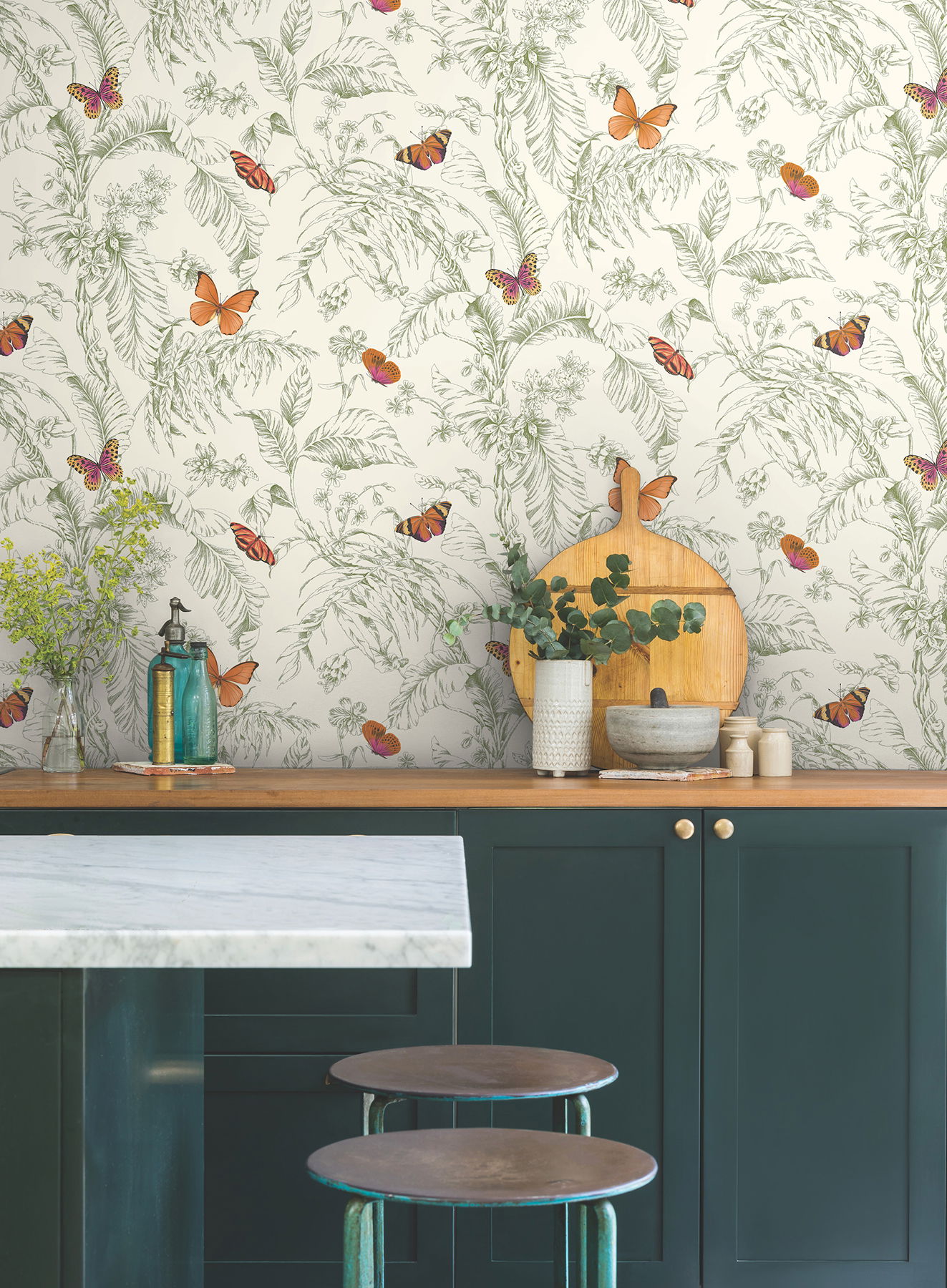 Papillon Green Wallpaper large image 