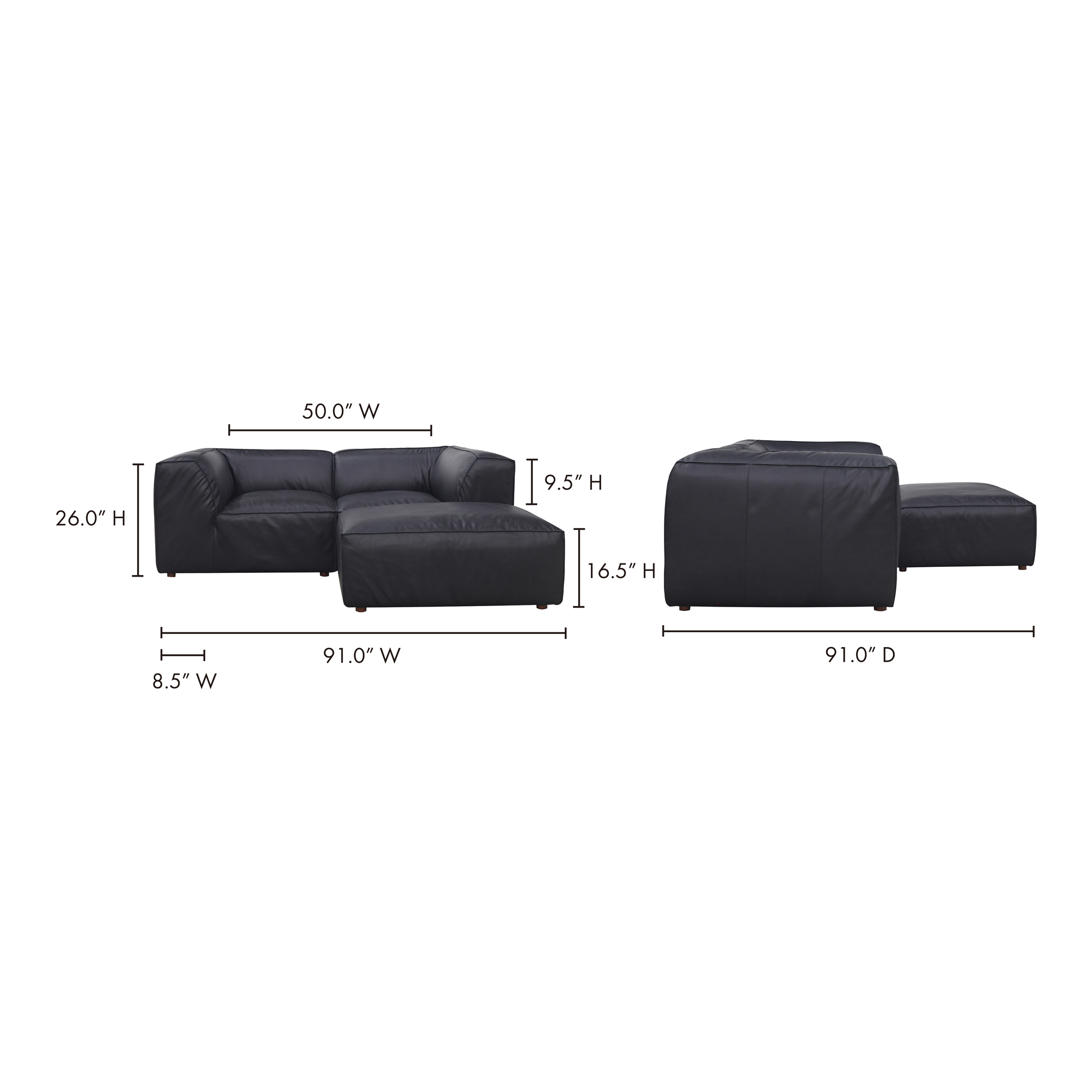 Form Nook Modular Sectional Vantage Black Leather large image 