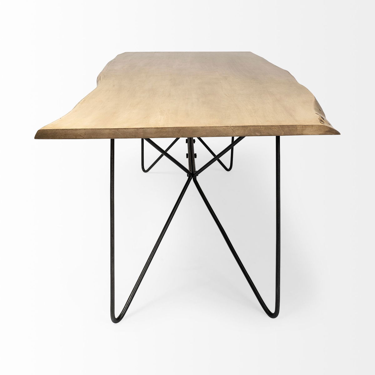 Papillion 84'L x 40'W Rectangular Dining Table | Modern | Blonde Wood & Black Metal | Seats 8, by Mercana, 84" length x 40" width x 30" height View 5