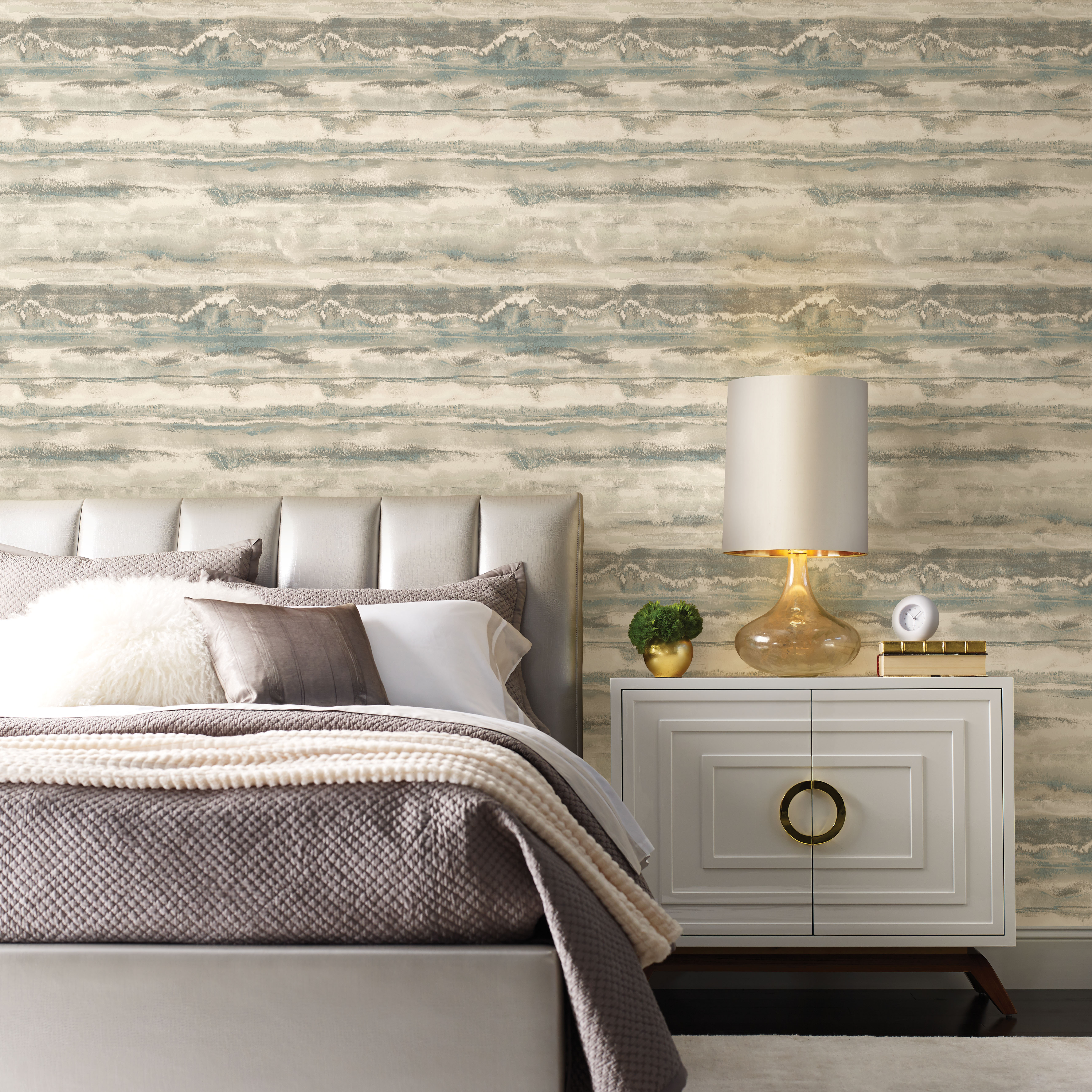 High Tide Taupe & Blue Peel & Stick Wallpaper large image 