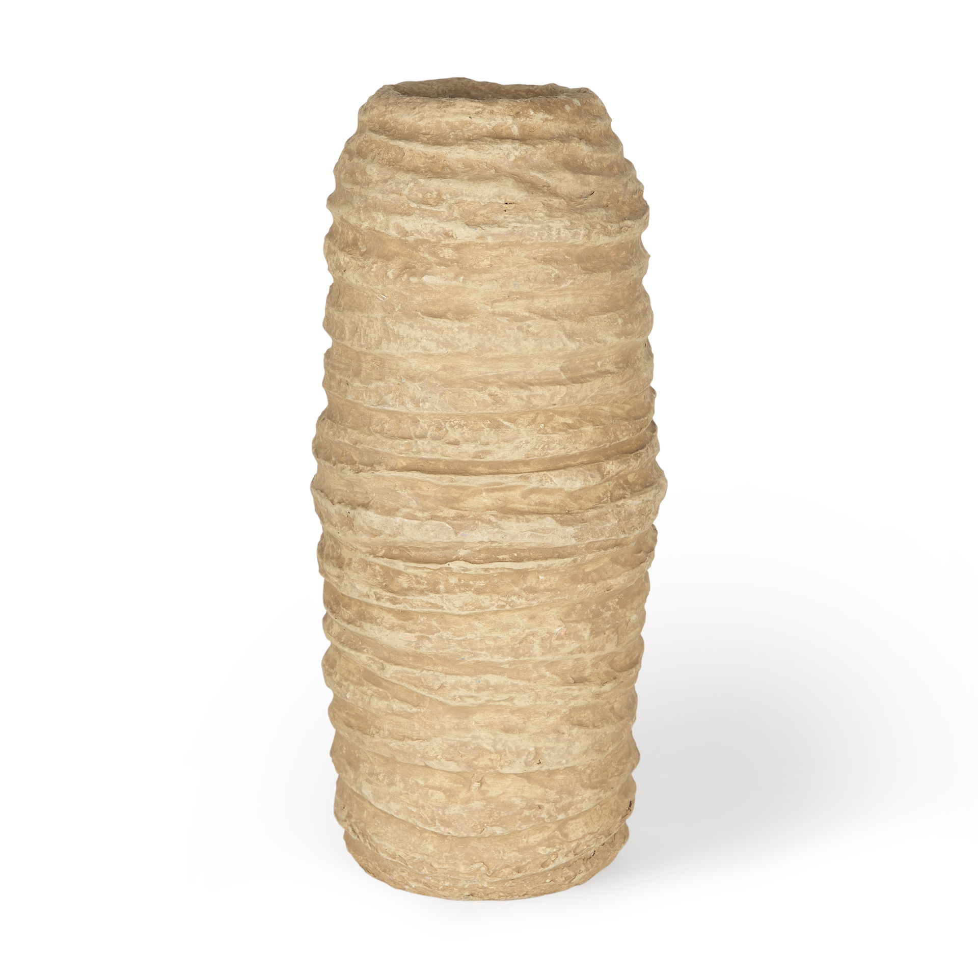Kamli Large Beige Paper Mache Vase, by Mercana, 8" length x 8" width x 18" height View 1