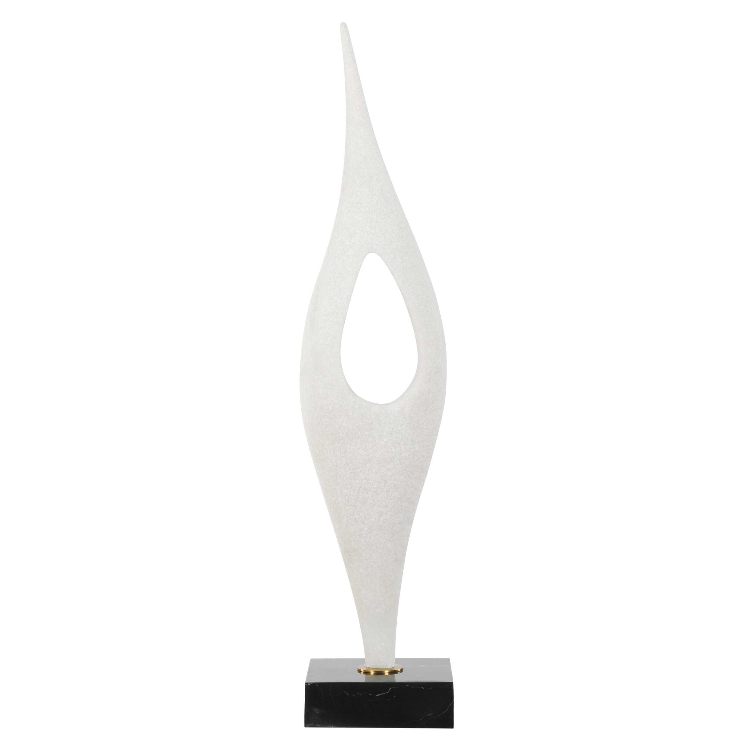 Fluid Drop White Stone Sculpture, Decorative by Uttermost, 5" width x 24.25" height x 5" depth View 8
