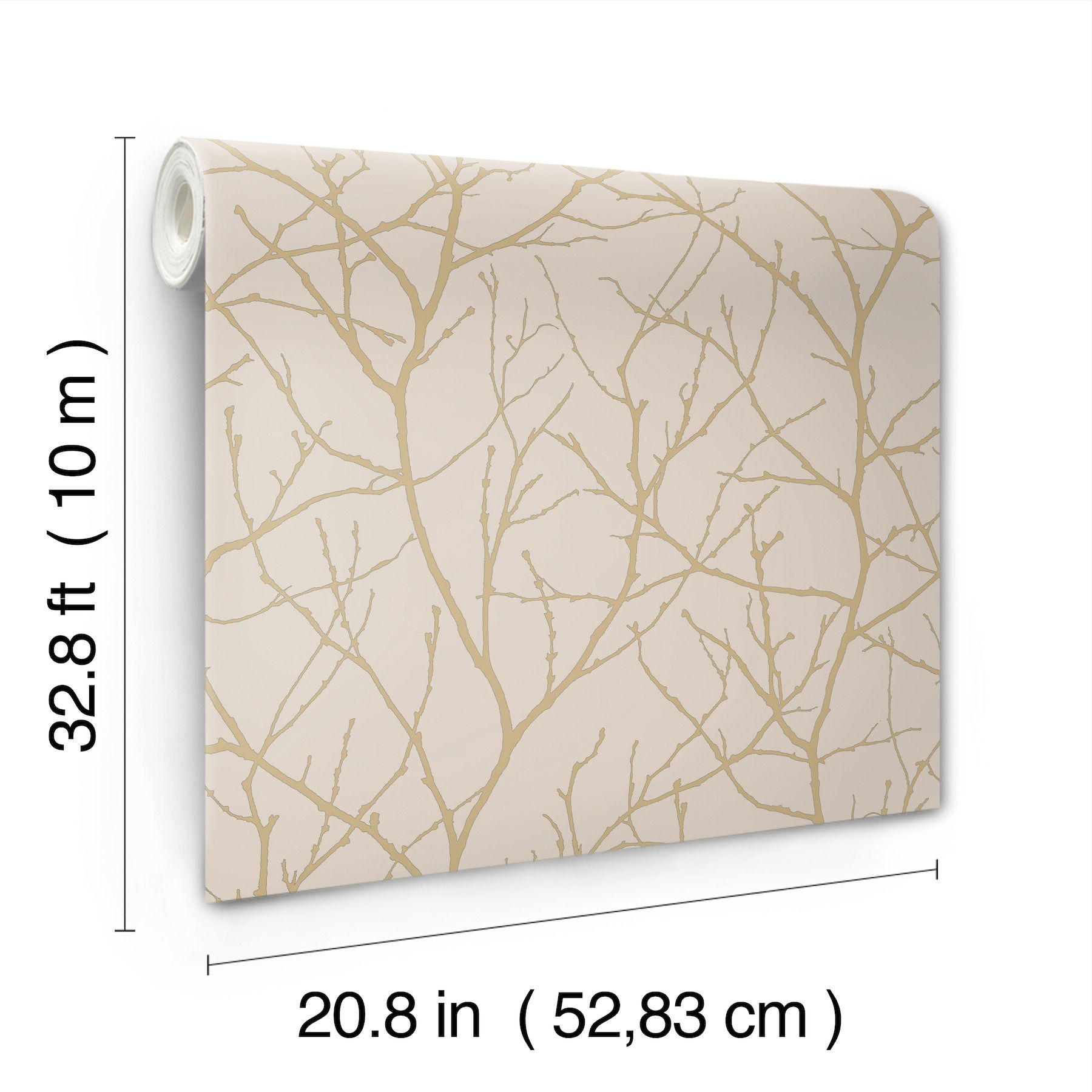 Trees Silhouette Beige & Gold Wallpaper large image 
