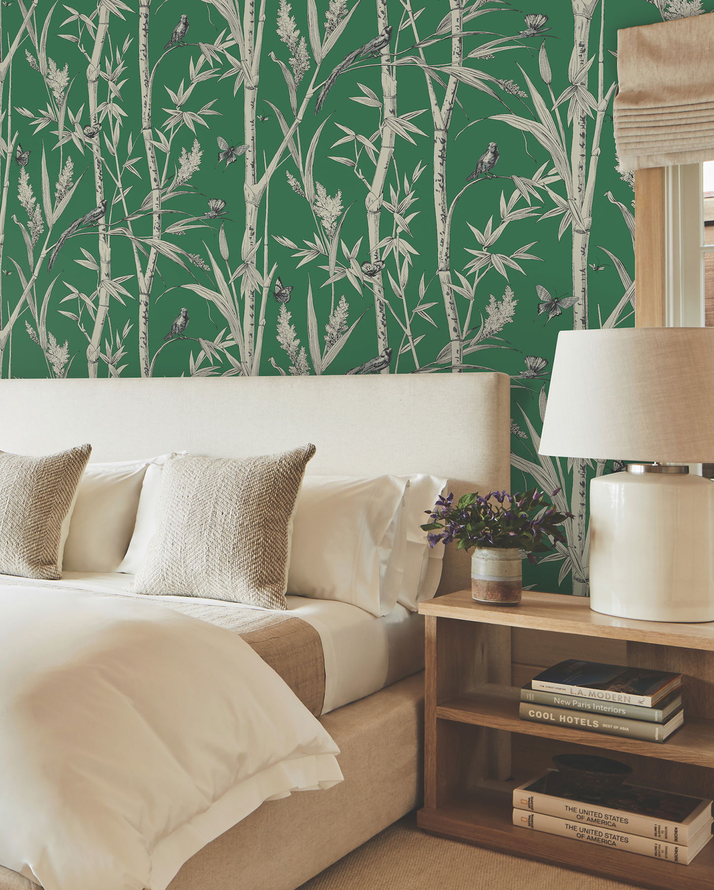 Bambou Toile Green Wallpaper large image 